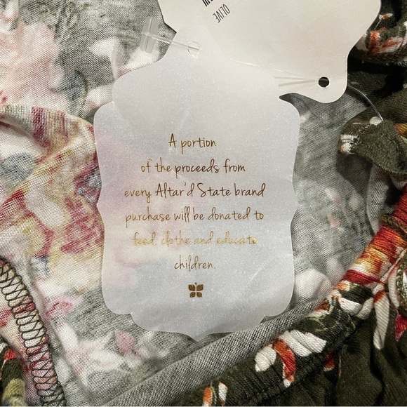 NWT altar'd state Olive Green Floral Off the Shoulder Shirt - Picture 10 of 12
